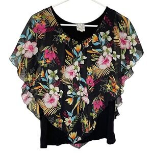 Naif Medium Floral Blouse Sheer Layered Cottagecore Top Whimsy Goth Business